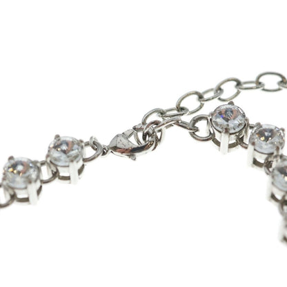 Miu Miu Crystal Logo Rhinestone Choker Necklace Metal Silver — view 4