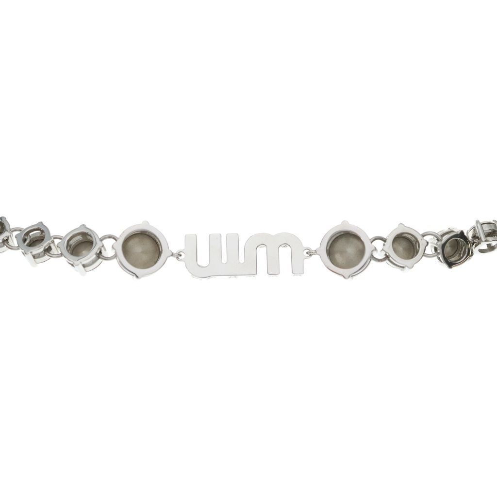 Miu Miu Crystal Logo Rhinestone Choker Necklace Metal Silver — view 5