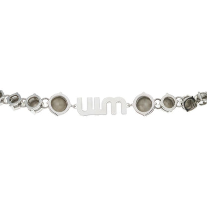 Miu Miu Crystal Logo Rhinestone Choker Necklace Metal Silver — view 5