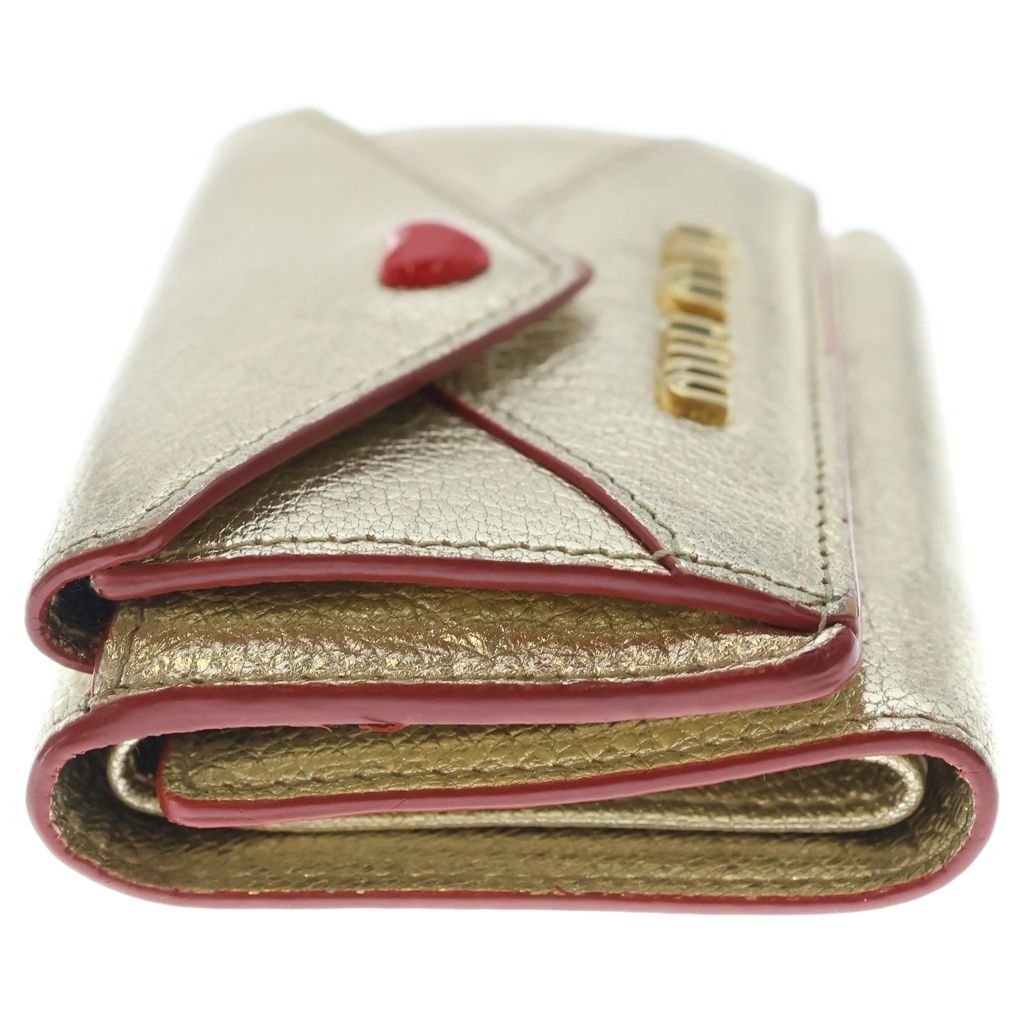 Miu Miu Madras Love Compact Wallet Trifold Mini Gold Leather — view 3