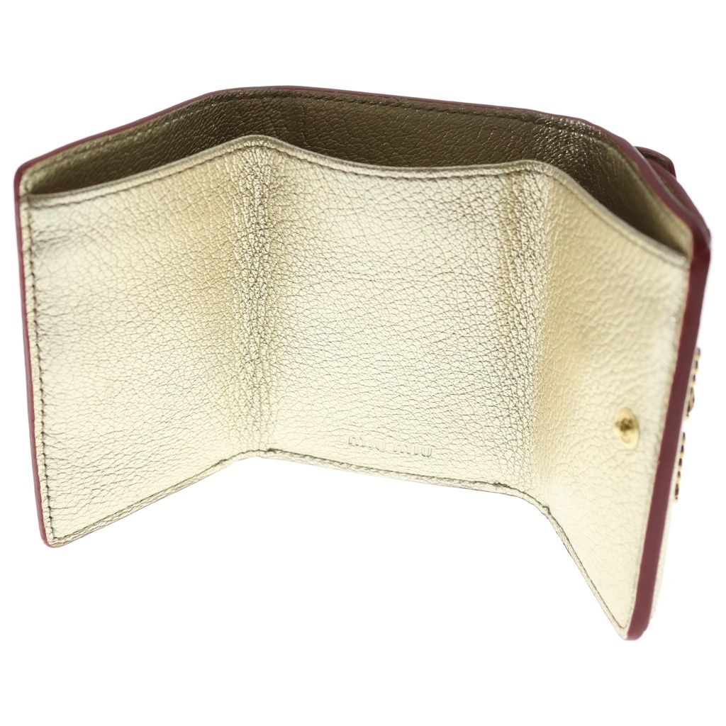 Miu Miu Madras Love Compact Wallet Trifold Mini Gold Leather — view 4