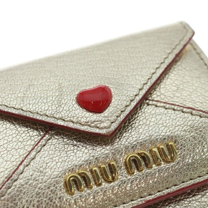 Miu Miu Madras Love Compact Wallet Trifold Mini Gold Leather — view 5
