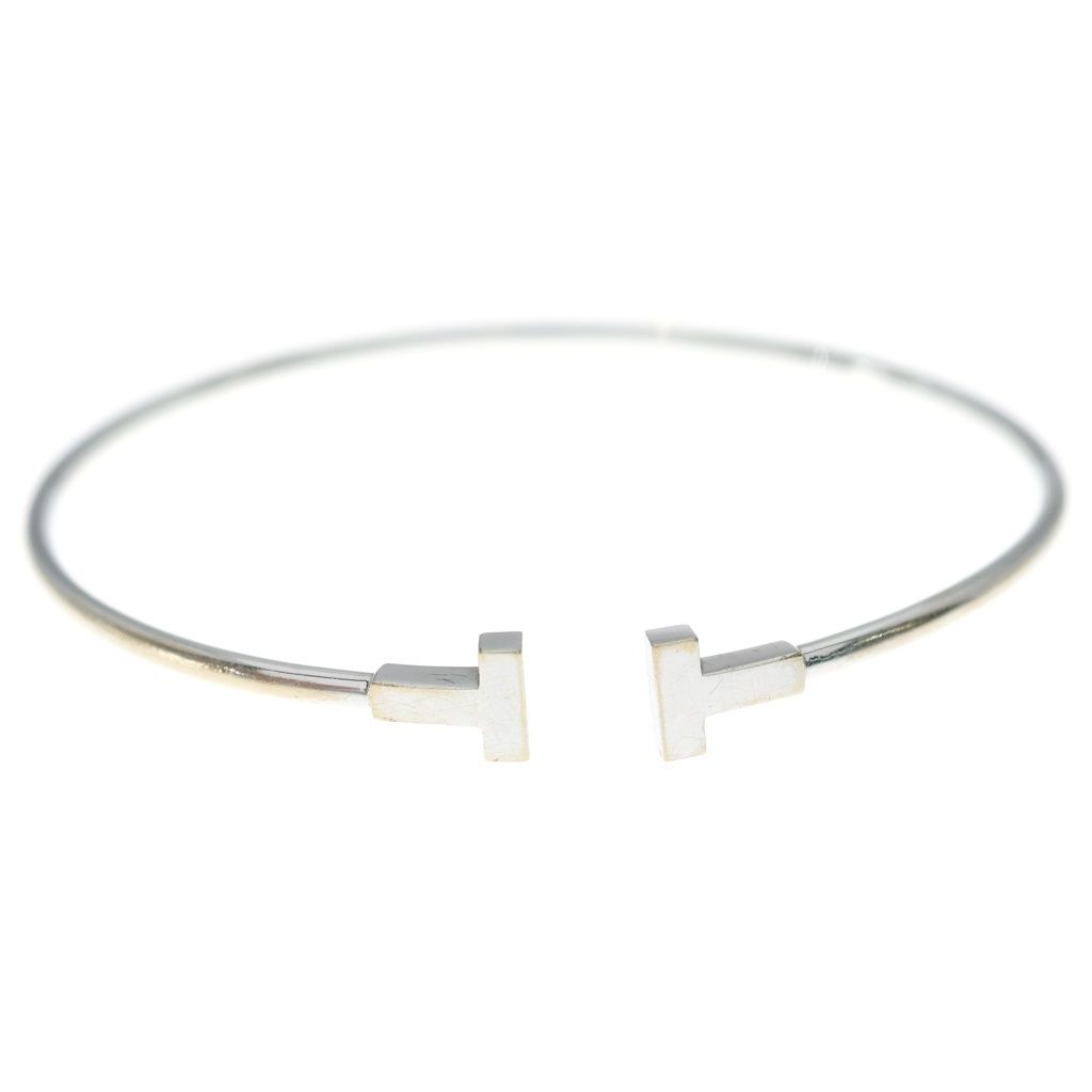 Tiffany & Co T Wire Bracelet Bangle White Gold