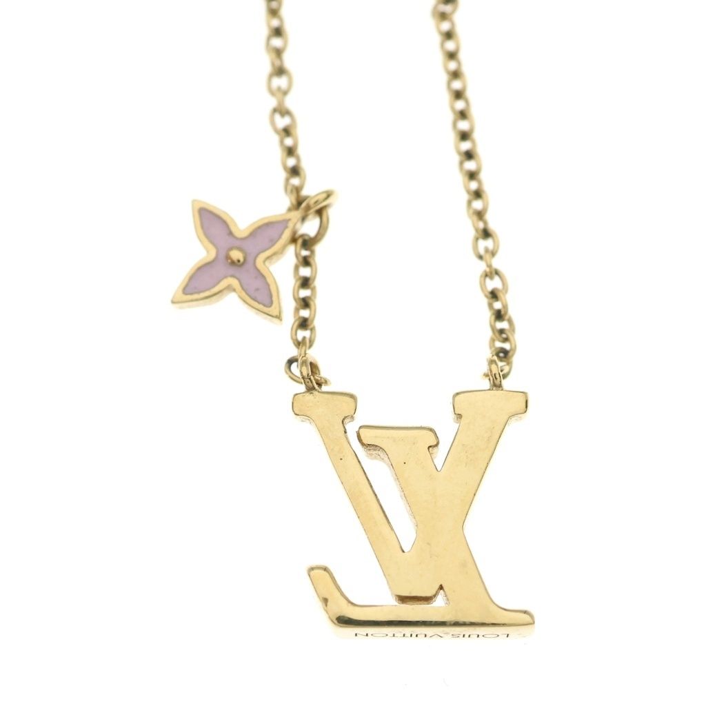 Louis Vuitton Collier LV Iconic Pendant Chain Gold Pink Enamel — view 5