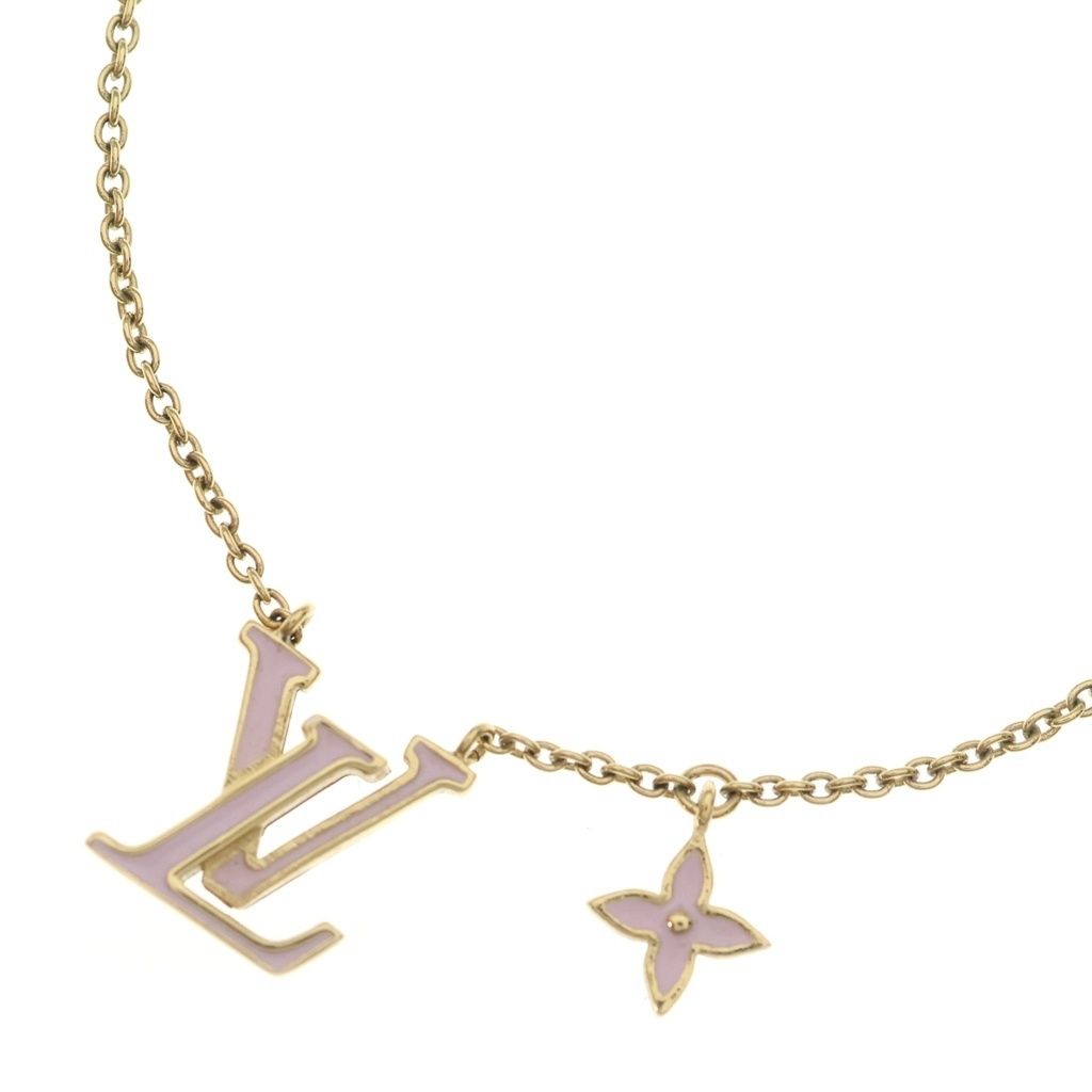 Louis Vuitton Collier LV Iconic Pendant Chain Gold Pink Enamel