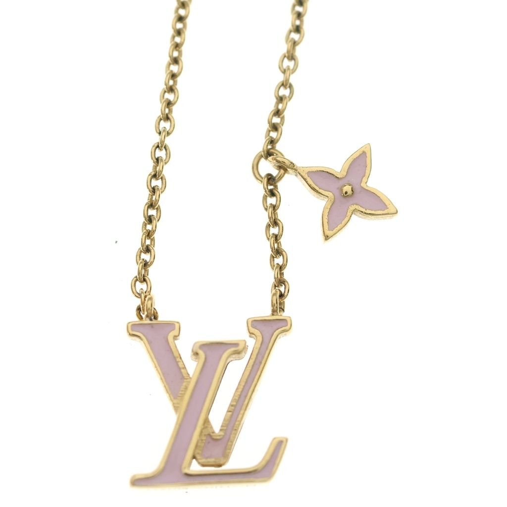 Louis Vuitton Collier LV Iconic Pendant Chain Gold Pink Enamel — view 3