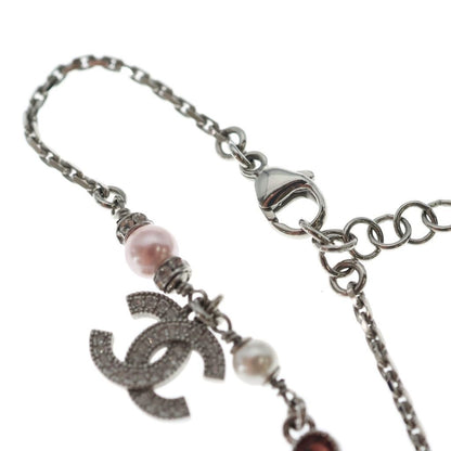 Chanel CC Logo Bracelet Chain Silver Pink — view 5