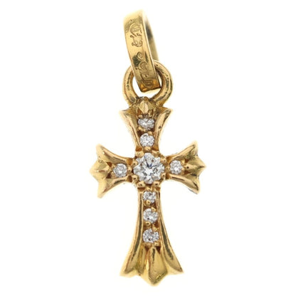 Chrome Hearts 22k Crs Baby Fat P Dia Fat Cross Pave Diamond Pendant Top Gold