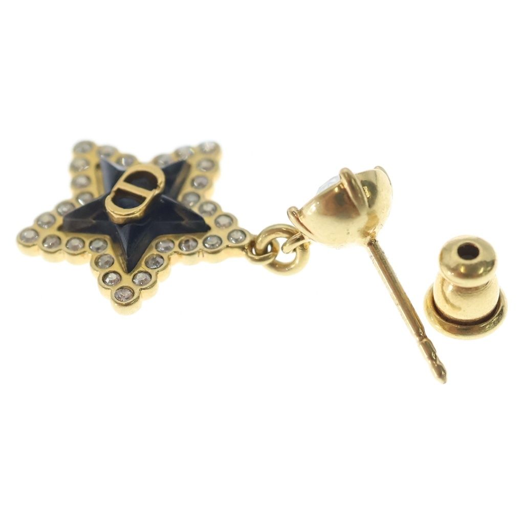 Dior Rhinestone Star Earrings Black Gold — view 5