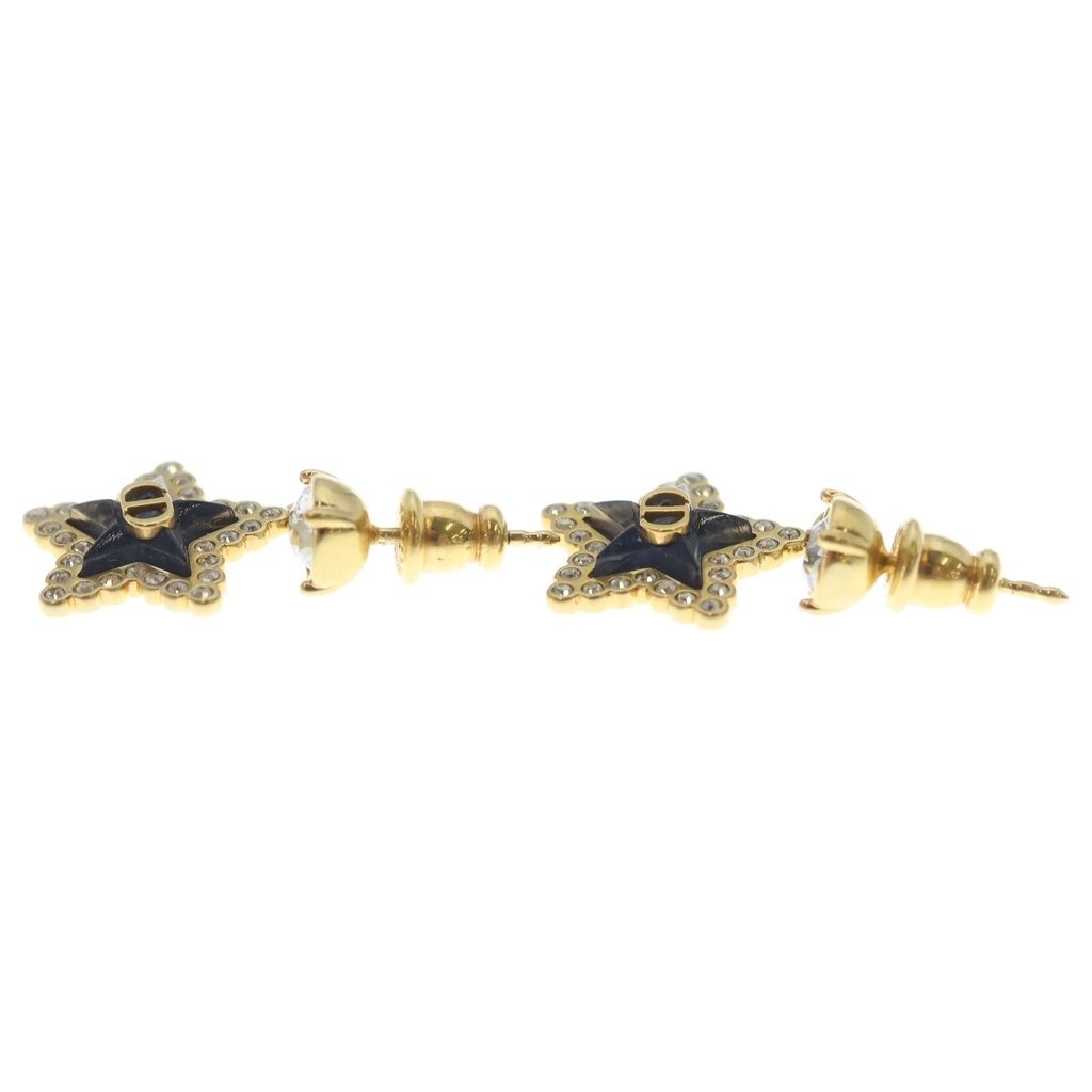 Dior Rhinestone Star Earrings Black Gold — view 3