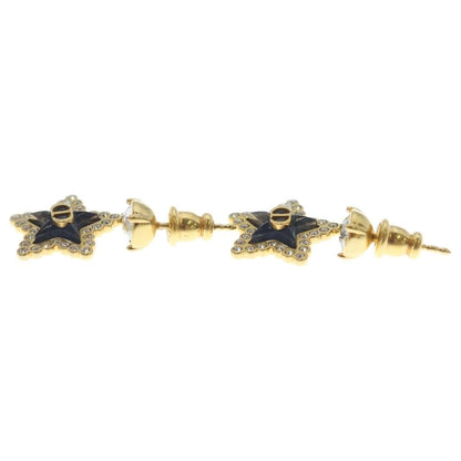 Dior Rhinestone Star Earrings Black Gold — view 3