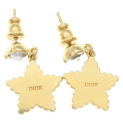 Dior Rhinestone Star Earrings Black Gold — view 2