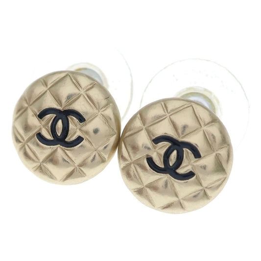 Chanel CC Logo Coco Quilted Earrings Gold