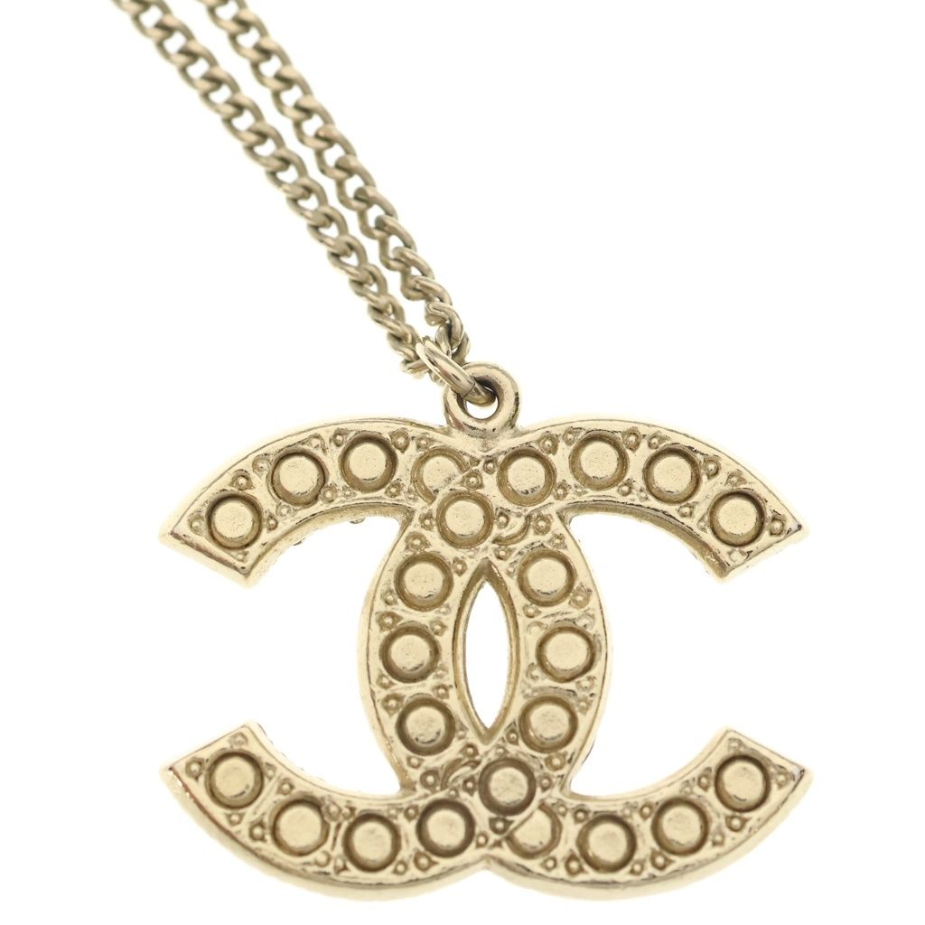 Chanel CC Logo Pearl Pendant Chain Gold White — view 5