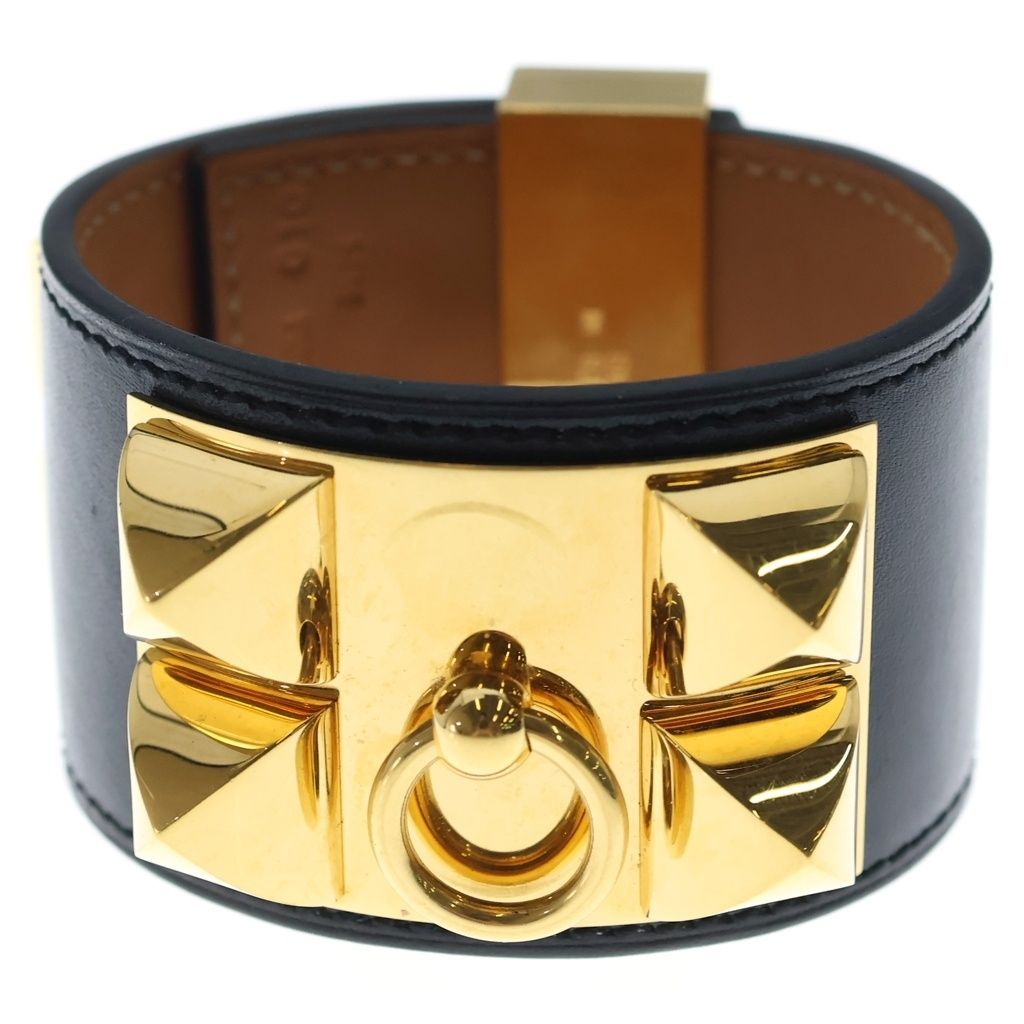 Hermes Collier de Chien Bracelet Black Box Calf Gold — view 4