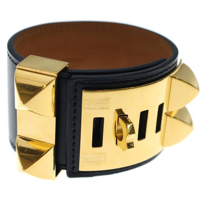 Hermes Collier de Chien Bracelet Black Box Calf Gold — view 6