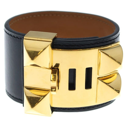 Hermes Collier de Chien Bracelet Black Box Calf Gold — view 2
