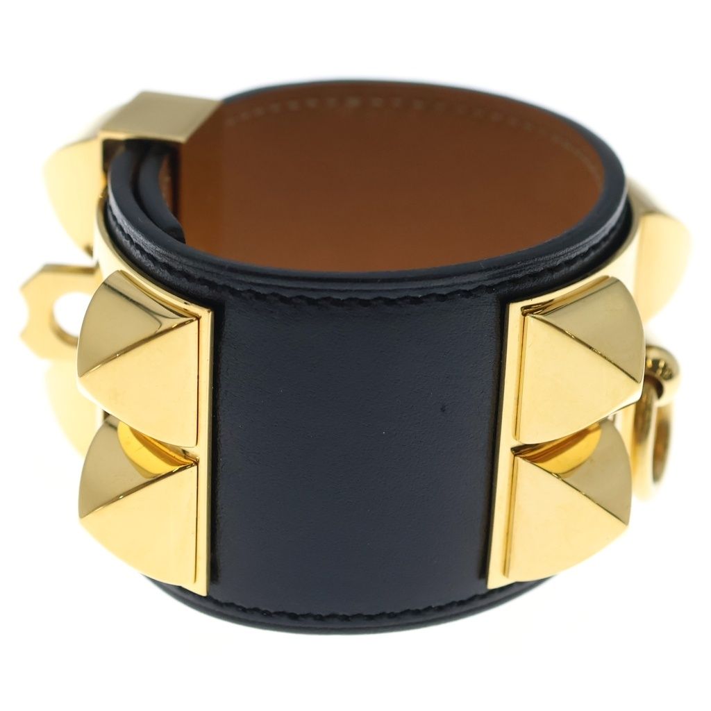 Hermes Collier de Chien Bracelet Black Box Calf Gold — view 3
