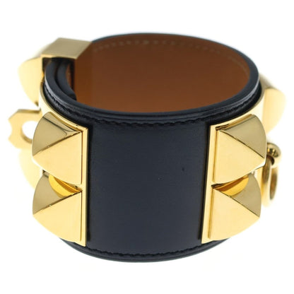 Hermes Collier de Chien Bracelet Black Box Calf Gold — view 3