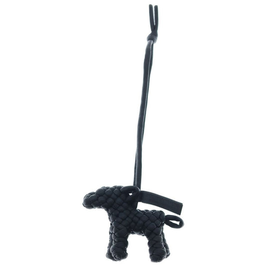 Bottega Veneta Intrecciato Dog Motif Bag Charm Black Leather