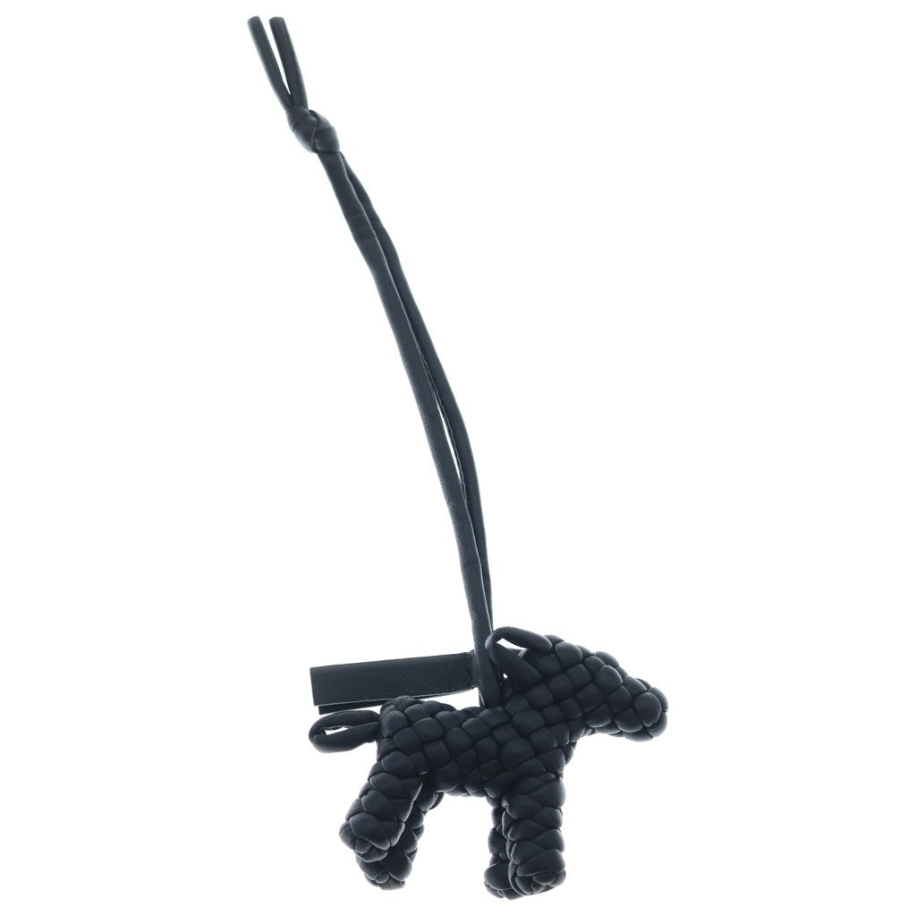 Bottega Veneta Intrecciato Dog Motif Bag Charm Black Leather — view 2