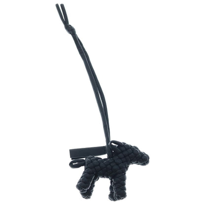 Bottega Veneta Intrecciato Dog Motif Bag Charm Black Leather — view 2