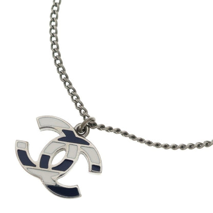 Chanel CC Logo Pendant Chain Silver Black White