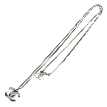 Chanel CC Logo Pendant Chain Silver Black White — view 2