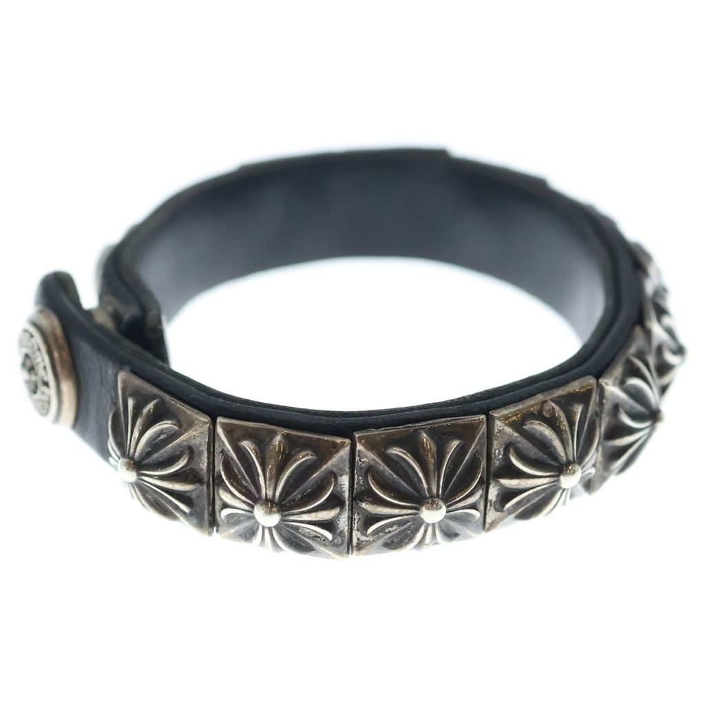 Chrome Hearts Zero Stud Sngl Row Pyramid Studs Single Leather Bracelet Silver — view 3