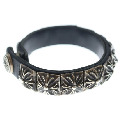 Chrome Hearts Zero Stud Sngl Row Pyramid Studs Single Leather Bracelet Silver — view 3