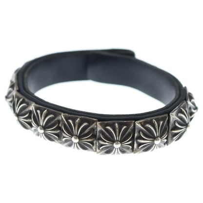 Chrome Hearts Zero Stud Sngl Row Pyramid Studs Single Leather Bracelet Silver