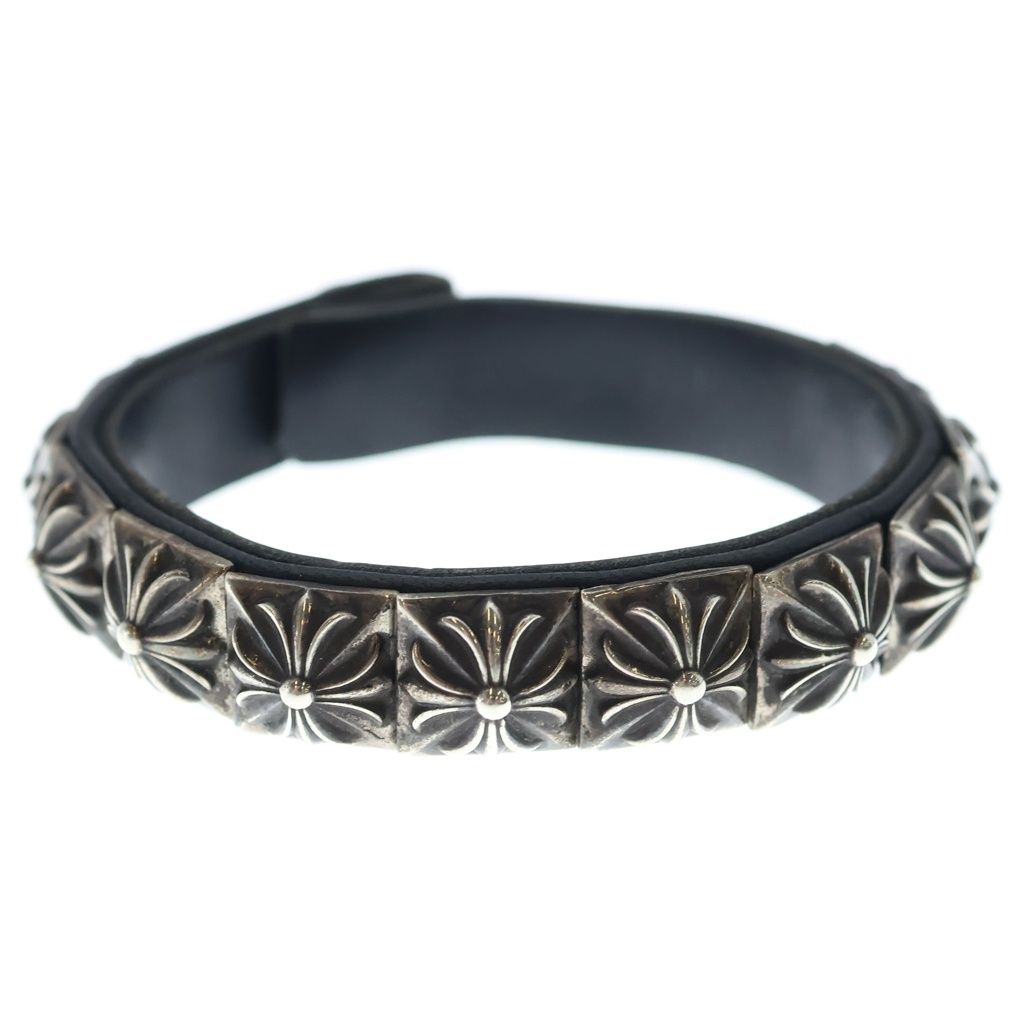 Chrome Hearts Zero Stud Sngl Row Pyramid Studs Single Leather Bracelet Silver — view 4