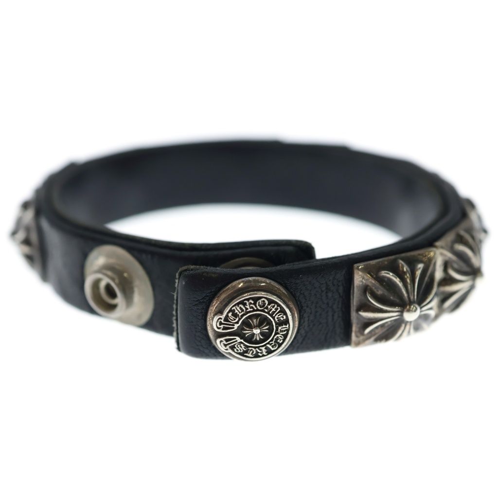 Chrome Hearts Zero Stud Sngl Row Pyramid Studs Single Leather Bracelet Silver — view 6