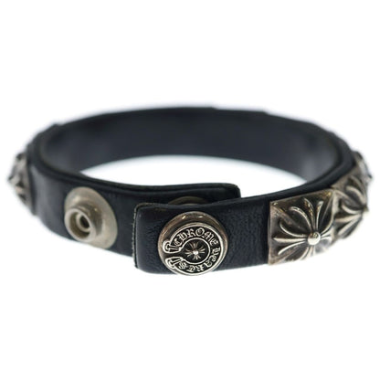 Chrome Hearts Zero Stud Sngl Row Pyramid Studs Single Leather Bracelet Silver — view 6