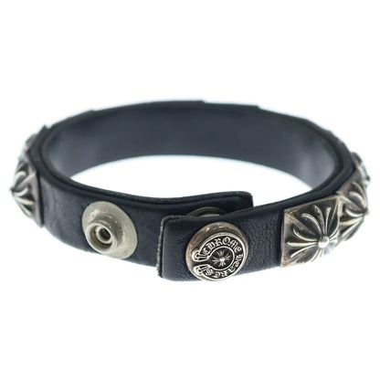 Chrome Hearts Zero Stud Sngl Row Pyramid Studs Single Leather Bracelet Silver — view 2