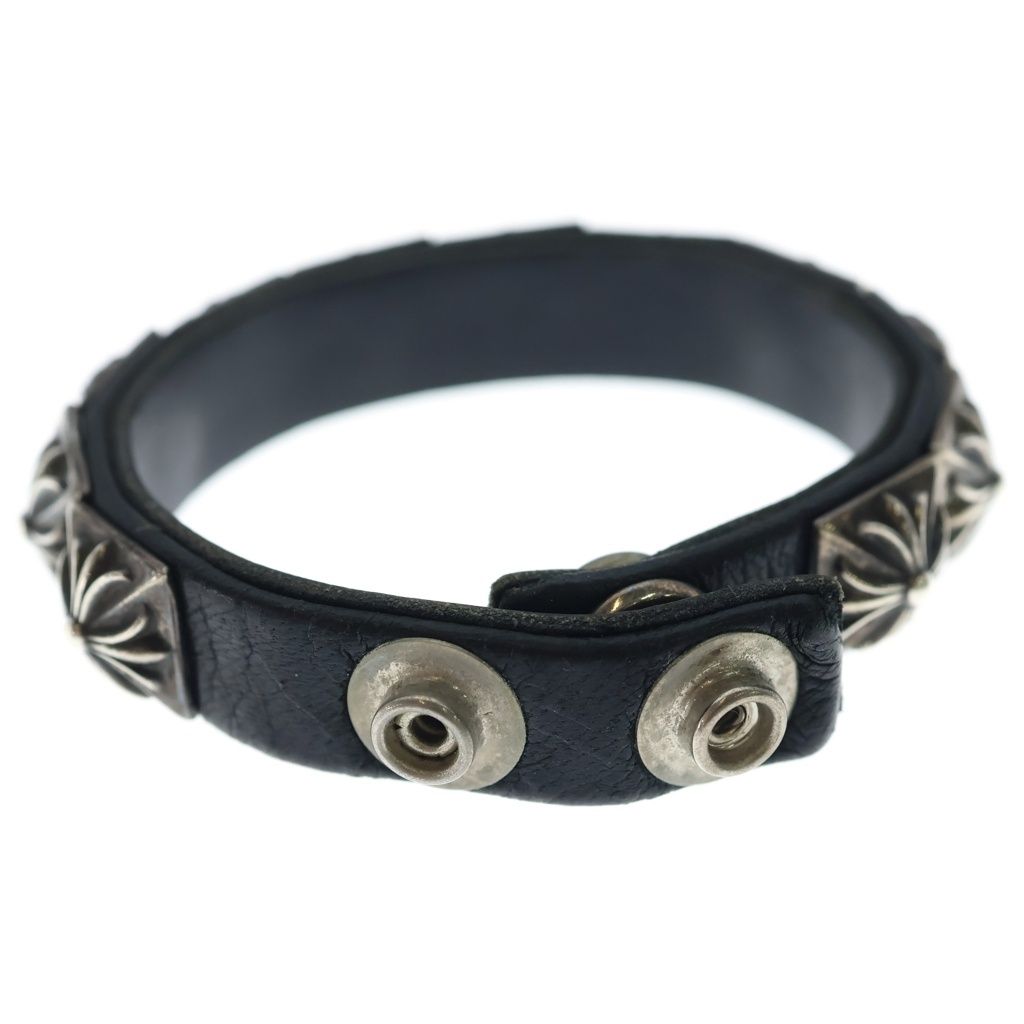 Chrome Hearts Zero Stud Sngl Row Pyramid Studs Single Leather Bracelet Silver — view 5
