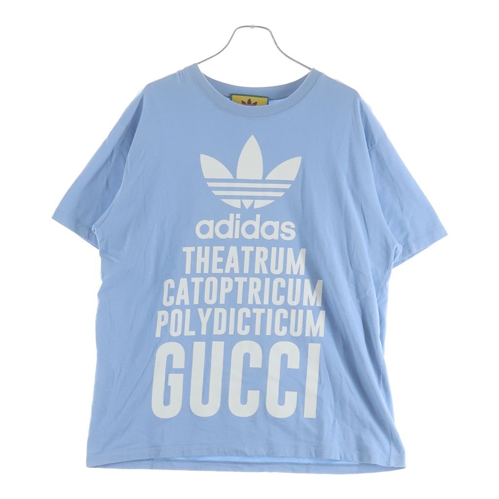 Gucci Adidas Logo Print Short Sleeve T-Shirt Light Blue