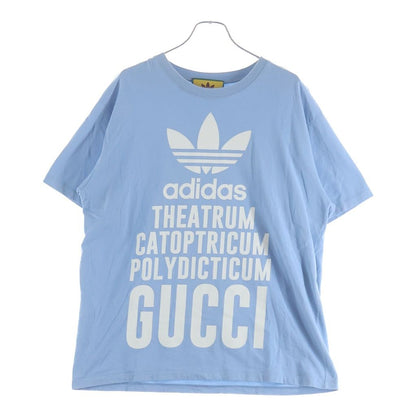 Gucci Adidas Logo Print Short Sleeve T-Shirt Light Blue