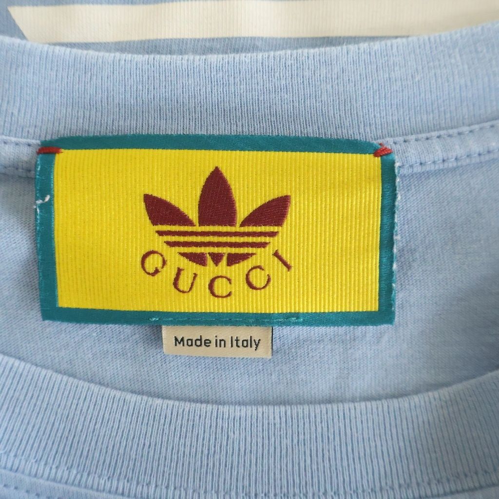 Gucci Adidas Logo Print Short Sleeve T-Shirt Light Blue — view 6