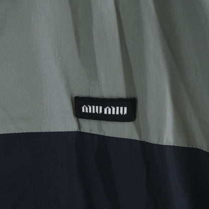 Miu Miu Technical Poplin Nylon Hooded Zip Up Jacket Navy Gray — view 4