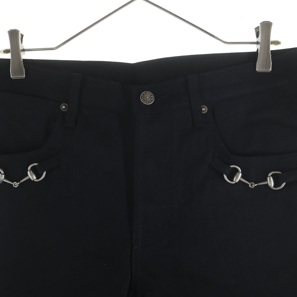 Gucci Horsebit Detail Straight Denim Pants Jeans Black — view 3