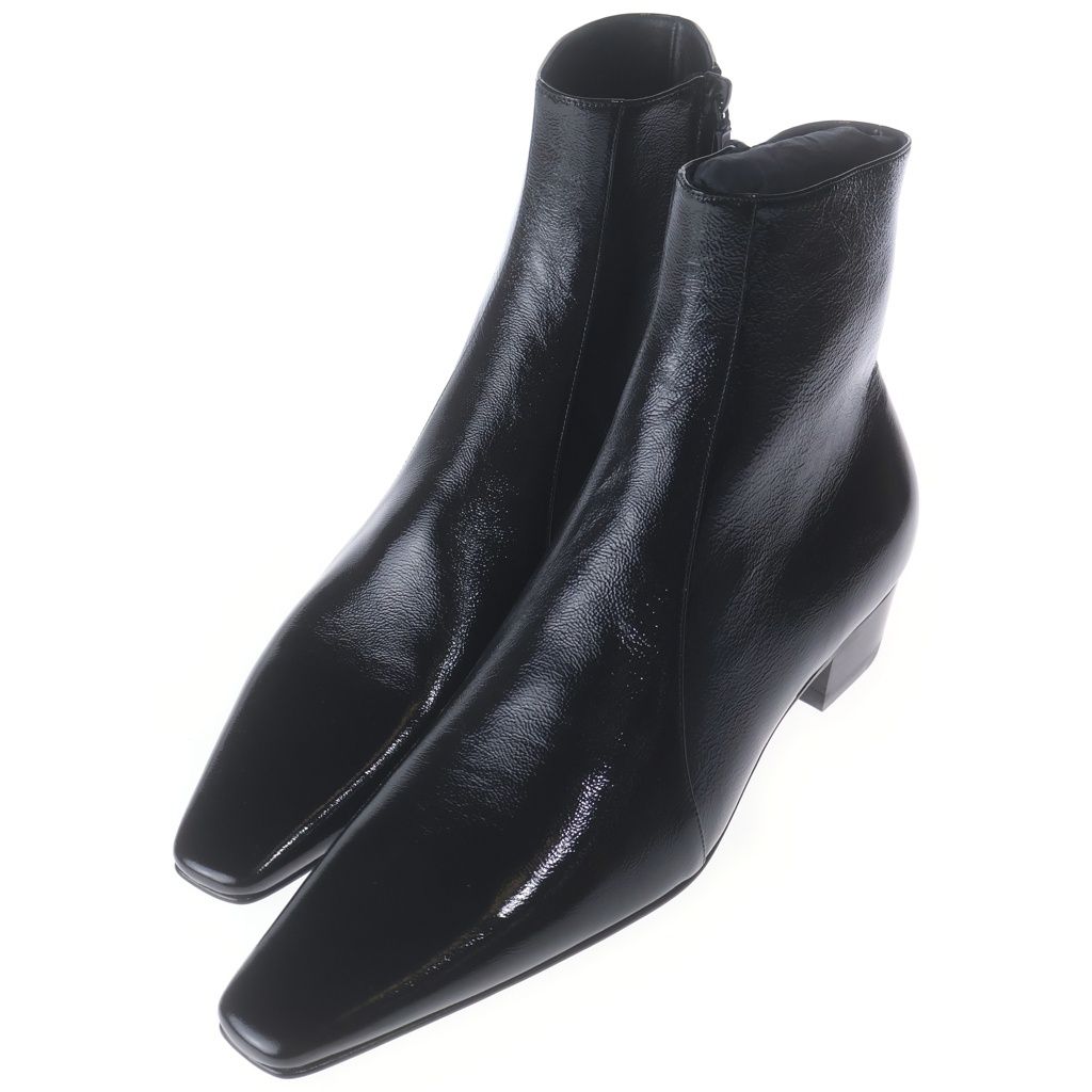 Saint Laurent Paris Rainer Zip Crinkle Leather Boots Black — view 2
