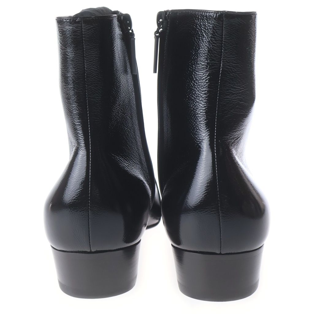 Saint Laurent Paris Rainer Zip Crinkle Leather Boots Black — view 3