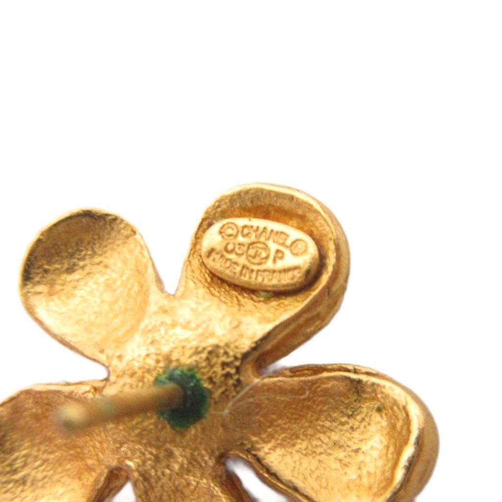 Chanel Earrings CC Logo Gold Color Orange — view 4