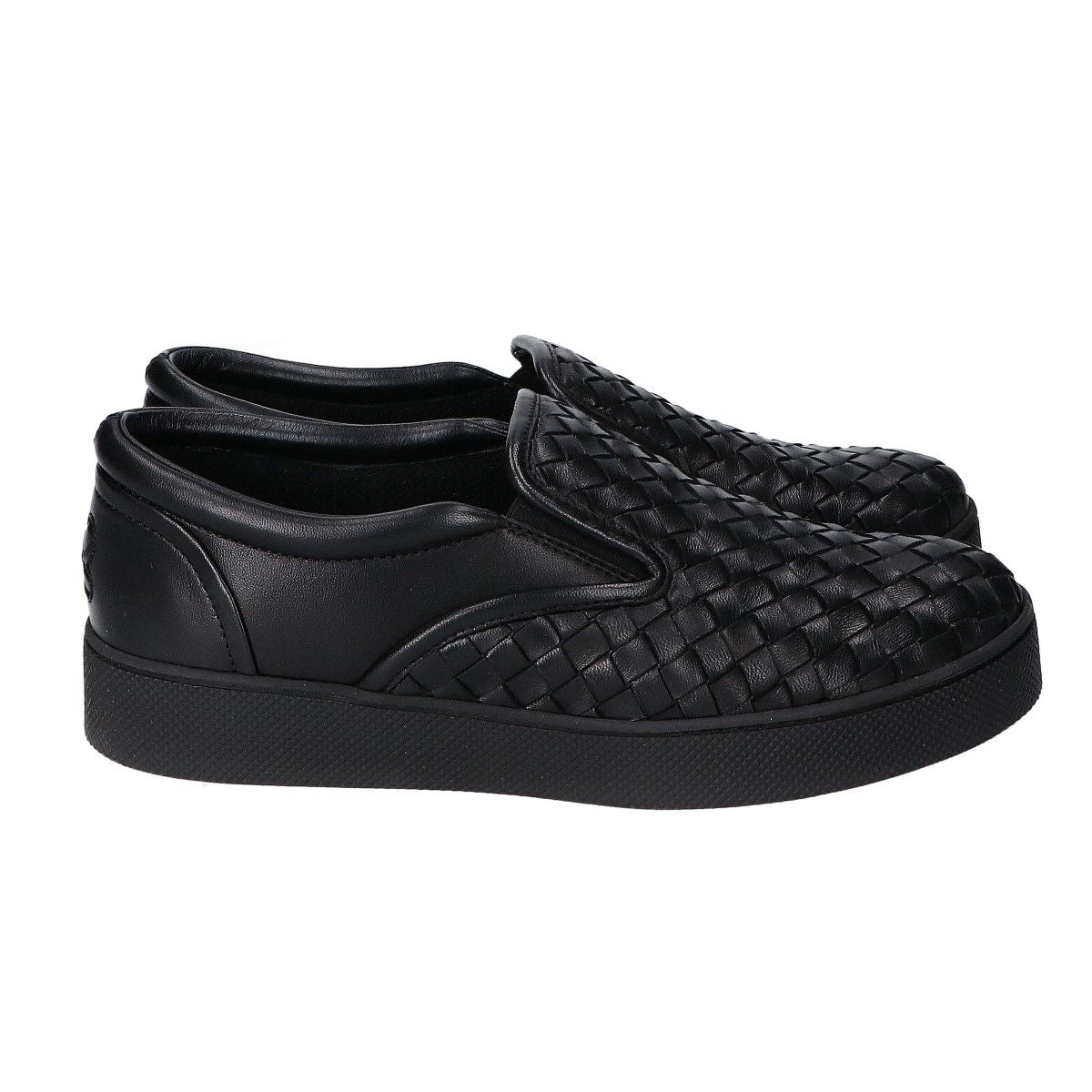 Bottega Veneta Black Leather Intrecciato Slip Ons 36 Slipper — view 4