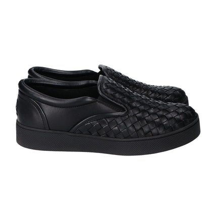Bottega Veneta Black Leather Intrecciato Slip Ons 36 Slipper — view 4