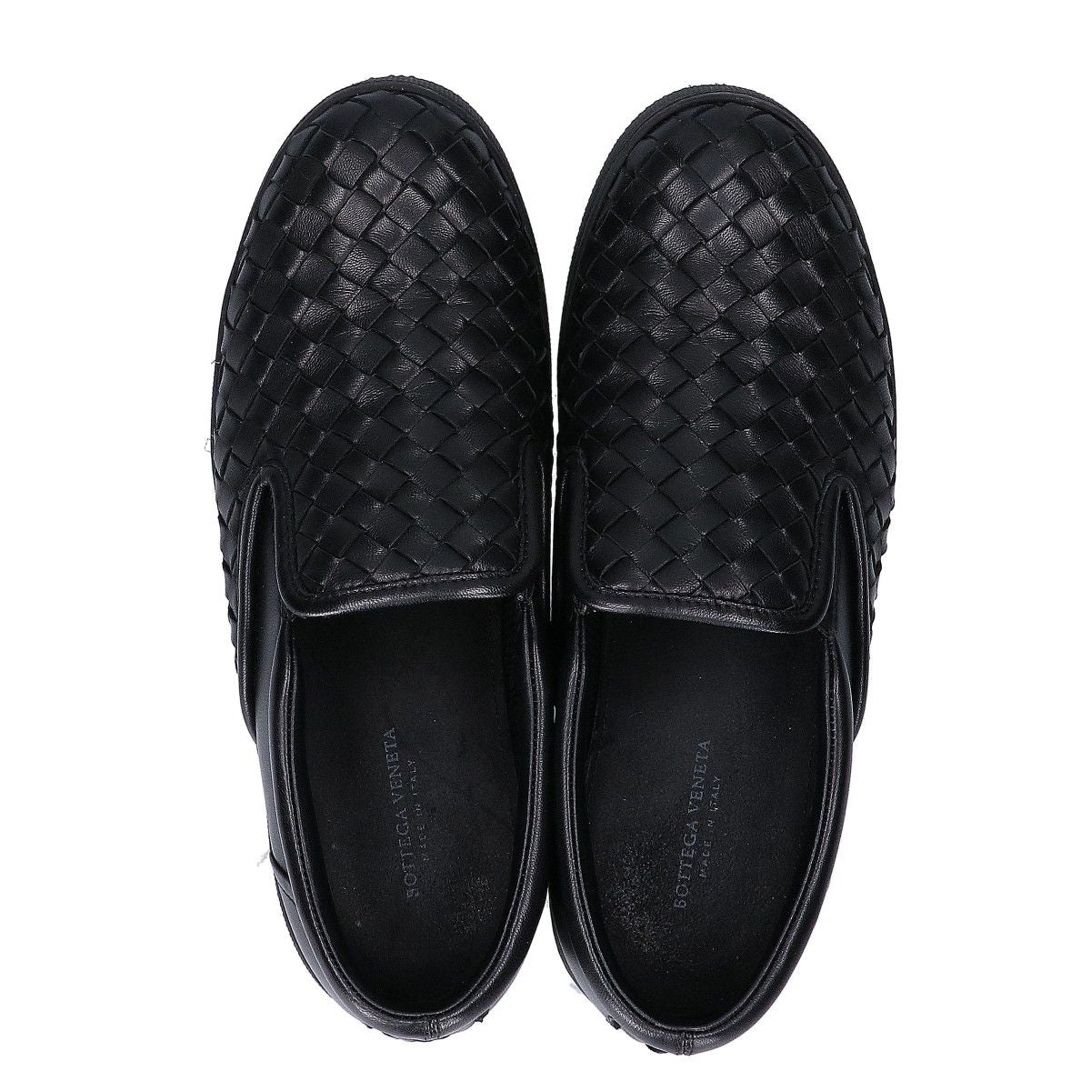 Bottega Veneta Black Leather Intrecciato Slip Ons 36 Slipper — view 5