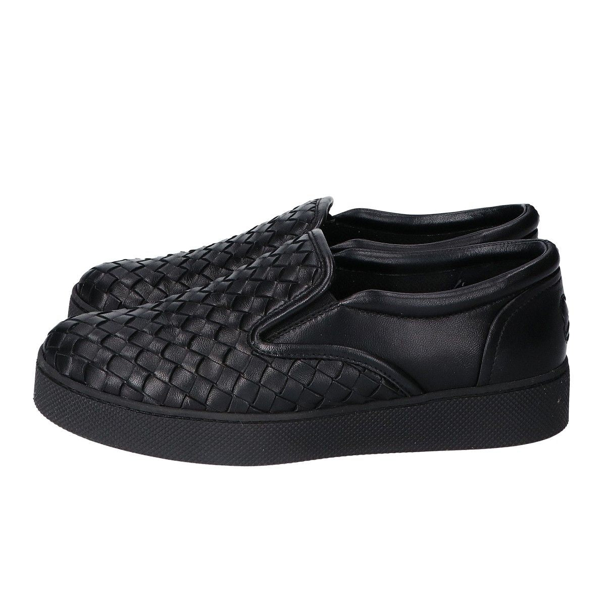 Bottega Veneta Black Leather Intrecciato Slip Ons 36 Slipper — view 2