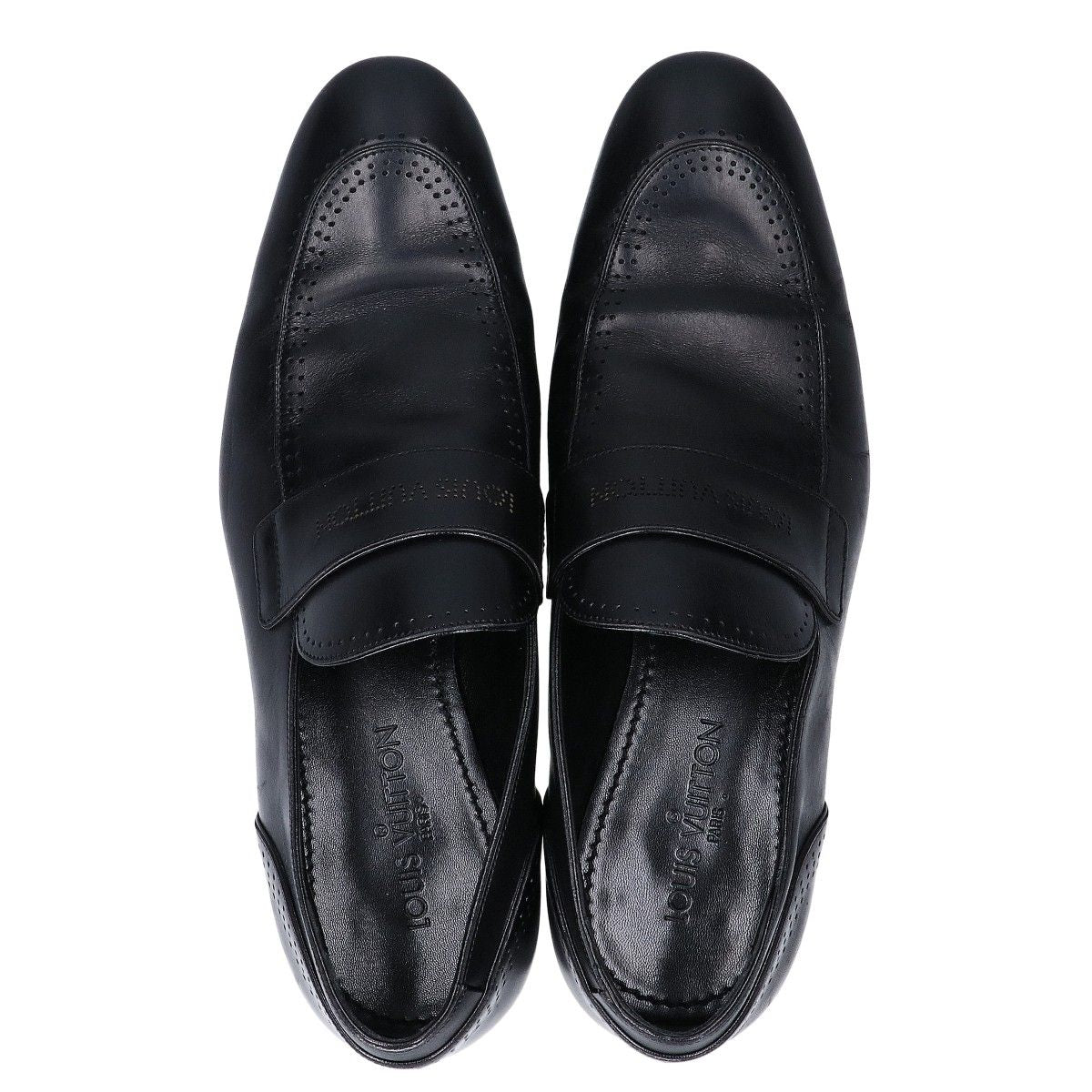 Louis Vuitton Black Leather Logo Loafers — view 5