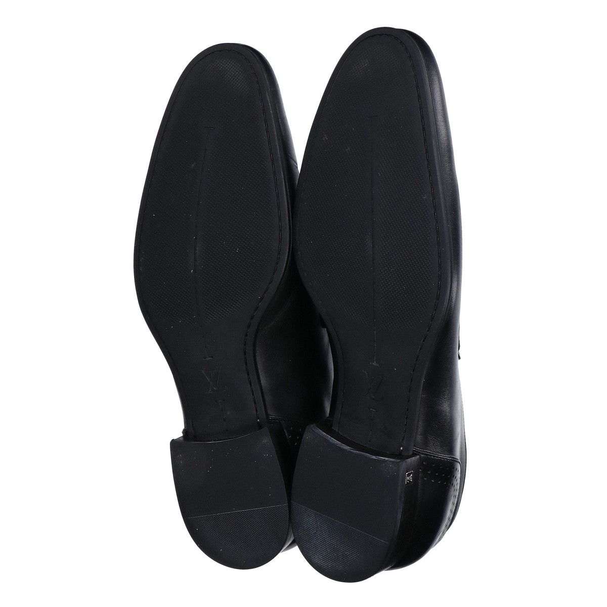 Louis Vuitton Black Leather Logo Loafers — view 6